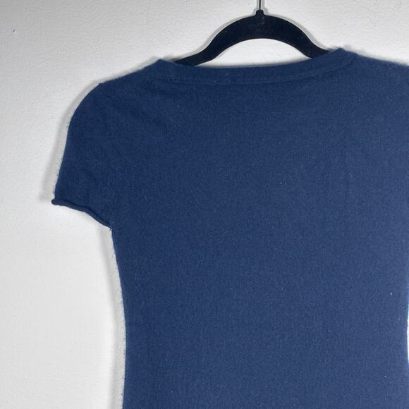 J. Crew Navy Blue Cashmere T-Shirt Sweater Short Sleeve Size XS Pre-Loved - Picture 9 of 14